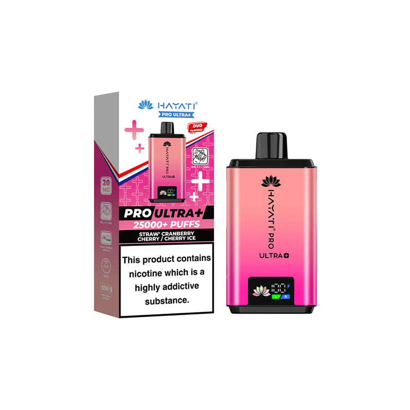 Hayati Pro Ultra Plus 25K Pod Kit, Straw Cranberry Cherry, Cherry Ice  Flavour, Vape Wave UK
