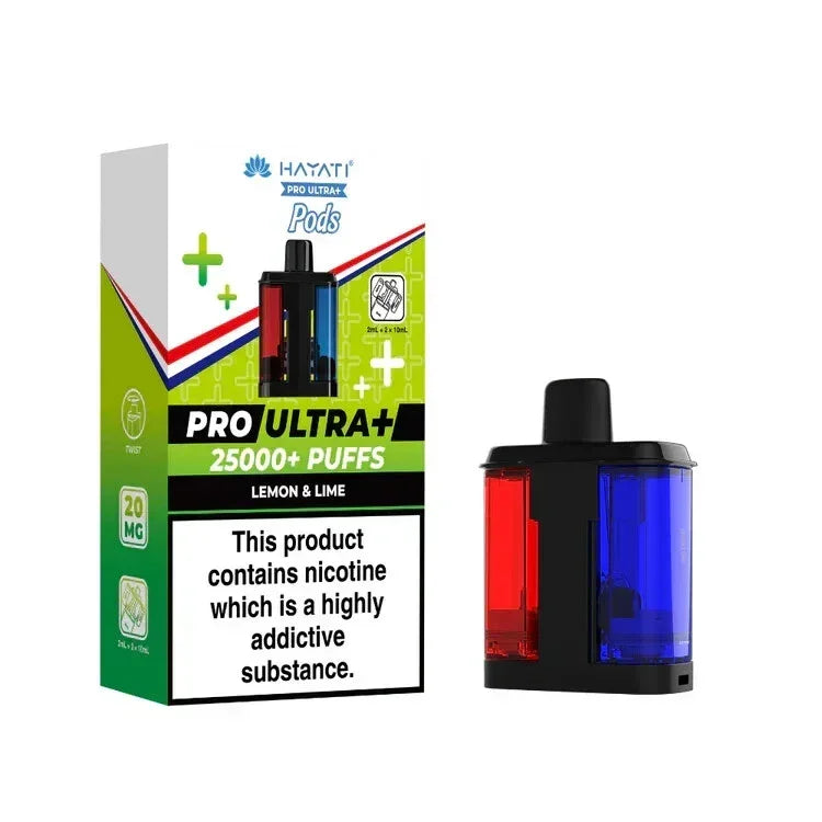 Hayati Pro Ultra Plus 25K Prefilled Pods,  Box of 5, Lemon And Lime Flavour, Vape Wave UK