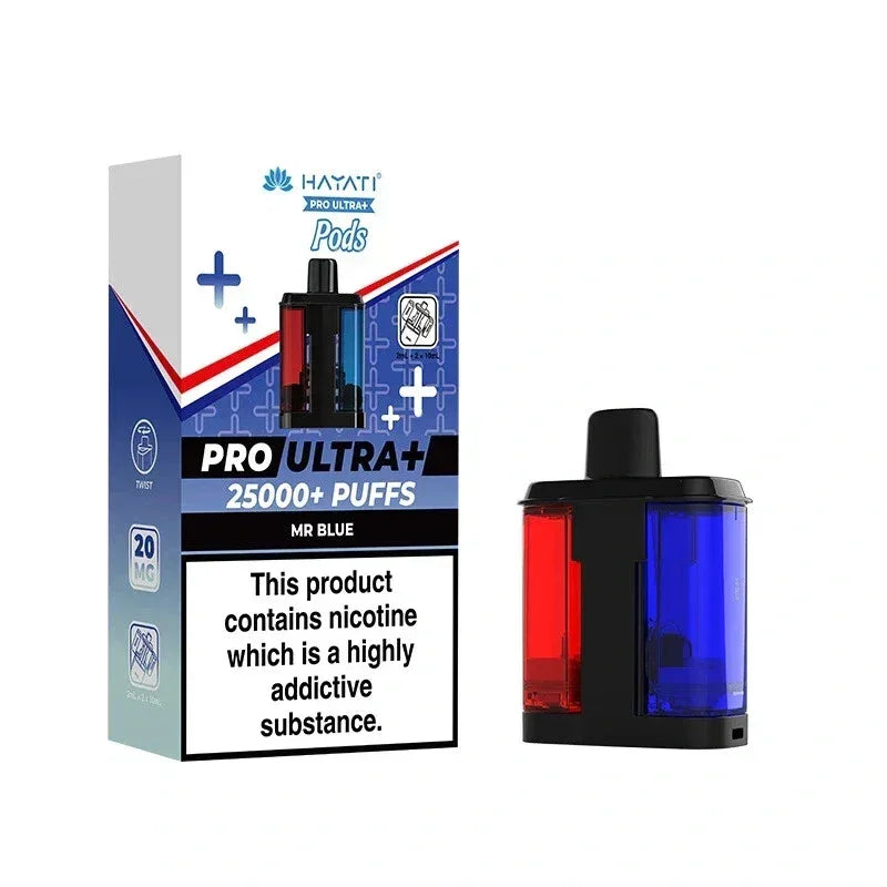 Hayati Pro Ultra Plus 25K Prefilled Pods,  Box of 5, Mr Blue Flavour, Vape Wave UK