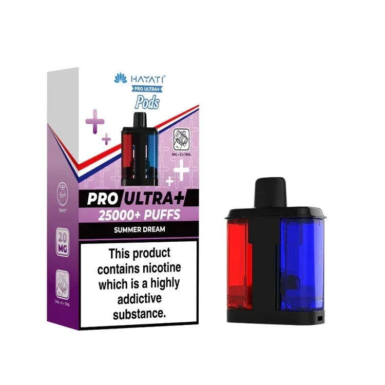 Hayati Pro Ultra Plus 25K Prefilled Pods,  Box of 5, Summer Dream Flavour, Vape Wave UK