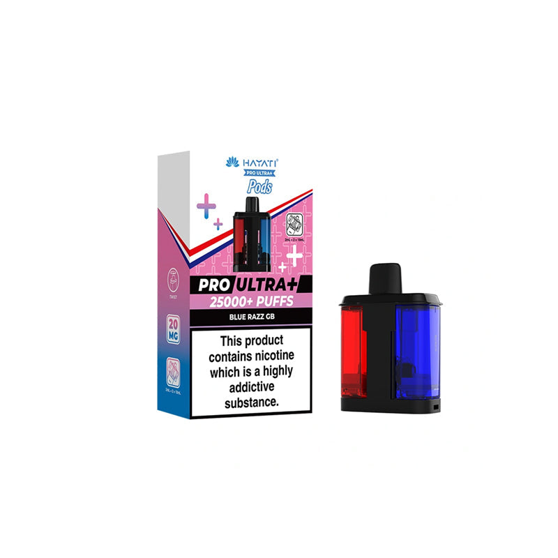 Hayati Pro Ultra Plus 25K Prefilled Replacement Pods,Blue Razz ,Gb flavour, Vape Wave UK