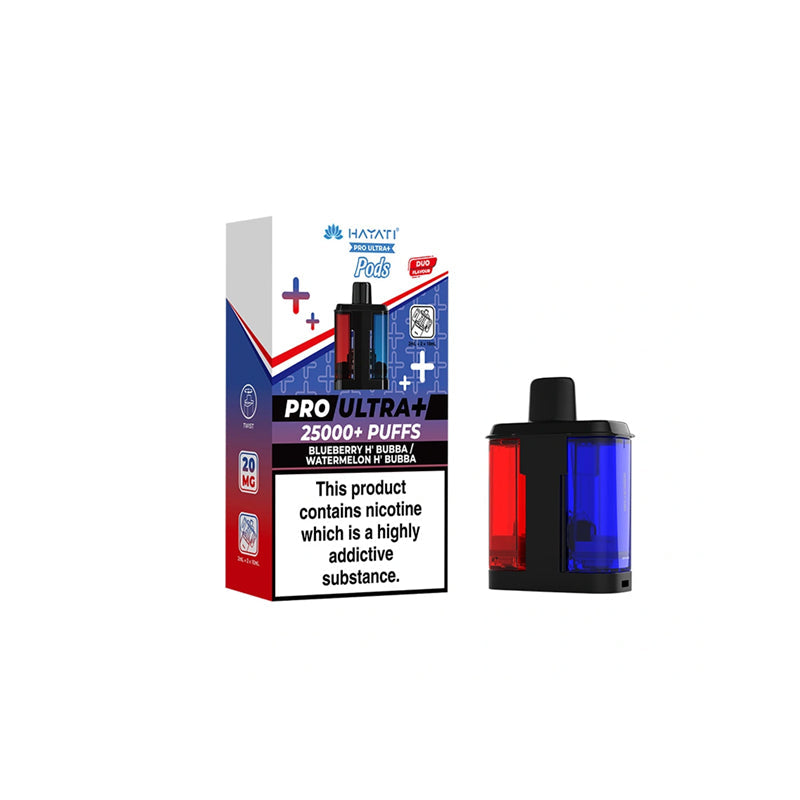 Hayati Pro Ultra Plus 25K Prefilled Replacement Pods,Blueberry, H, Bubba And Watermelon H Bubba flavour, Vape Wave UK

