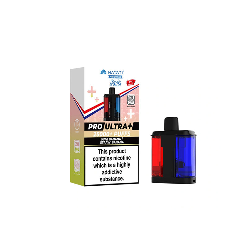 Hayati Pro Ultra Plus 25K Prefilled Replacement Pods, Kiwi Banana And Straw Banana flavour, Vape Wave UK
