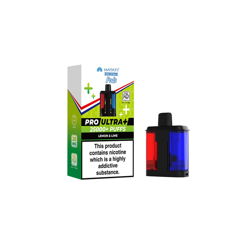 Hayati Pro Ultra Plus 25K Prefilled Replacement Pods, Lemon Lime flavour, Vape Wave UK