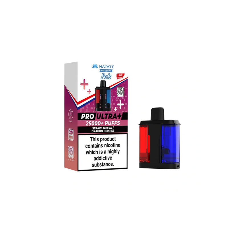 Hayati Pro Ultra Plus 25K Prefilled Replacement Pods,Straw Guava, Dragon Berries flavour, Vape Wave UK

