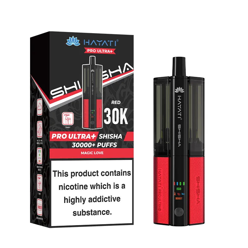 Hayati Pro Ultra Plus Shisha 30K Pod Kit, Magic Love Flavour, Vape Wave UK  