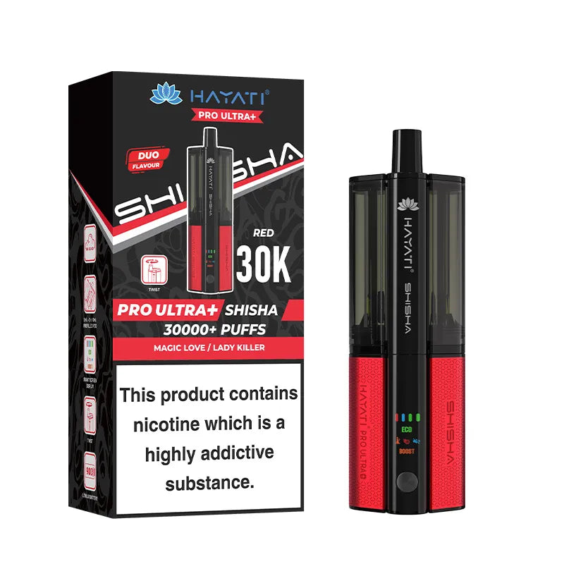 Hayati Pro Ultra Plus Shisha 30K Pod Kit, Magic Love And Lady Killer  Flavour, Vape Wave UK  
