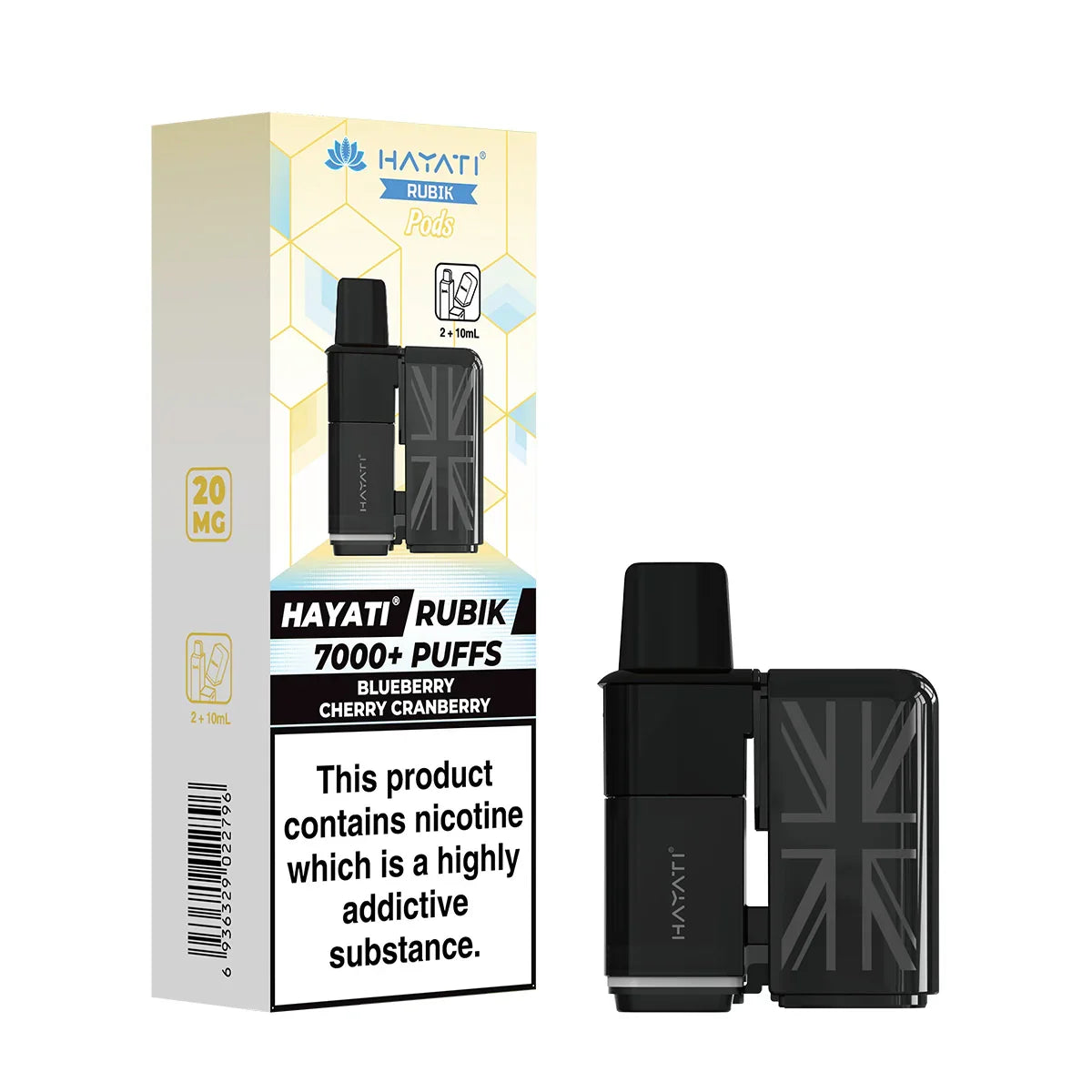 Hayati Rubik 7000 Prefilled Replacement Pods,Blueberry Cherry Cranberry  Flavour, Vape Wave UK