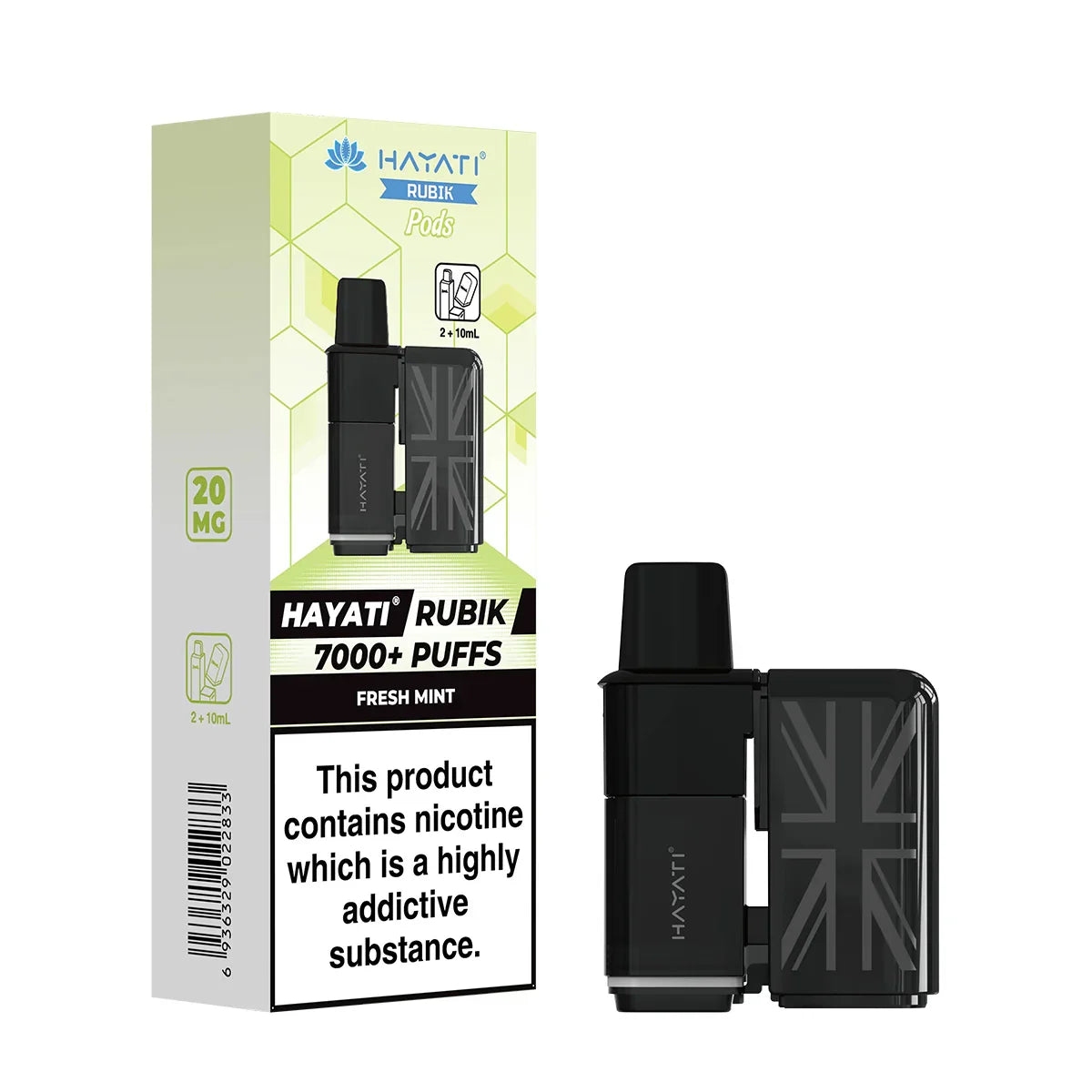 Hayati Rubik 7000 Prefilled Replacement Pods, Fresh Mint Flavour, Vape Wave UK