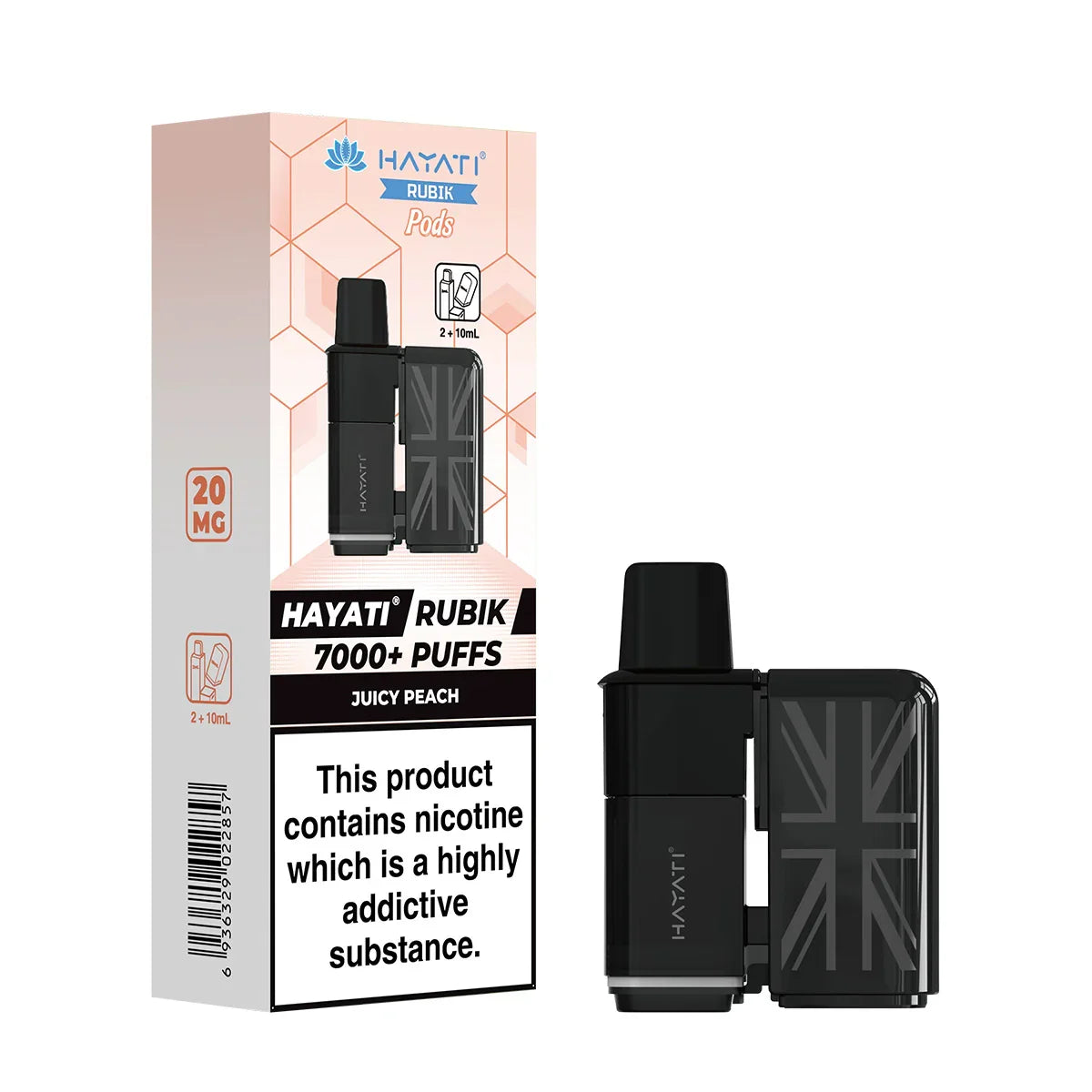 Hayati Rubik 7000 Prefilled Replacement Pods, Juicy Peach  Flavour, Vape Wave UK