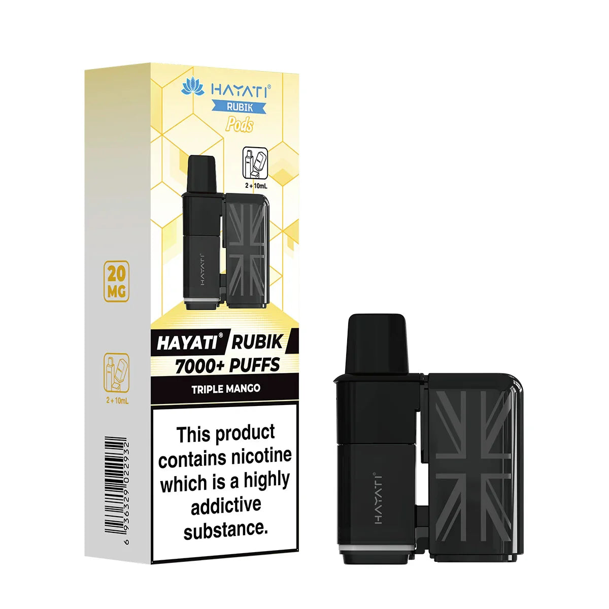 Hayati Rubik 7000 Prefilled Replacement Pods, Triple Mango Flavour, Vape Wave UK