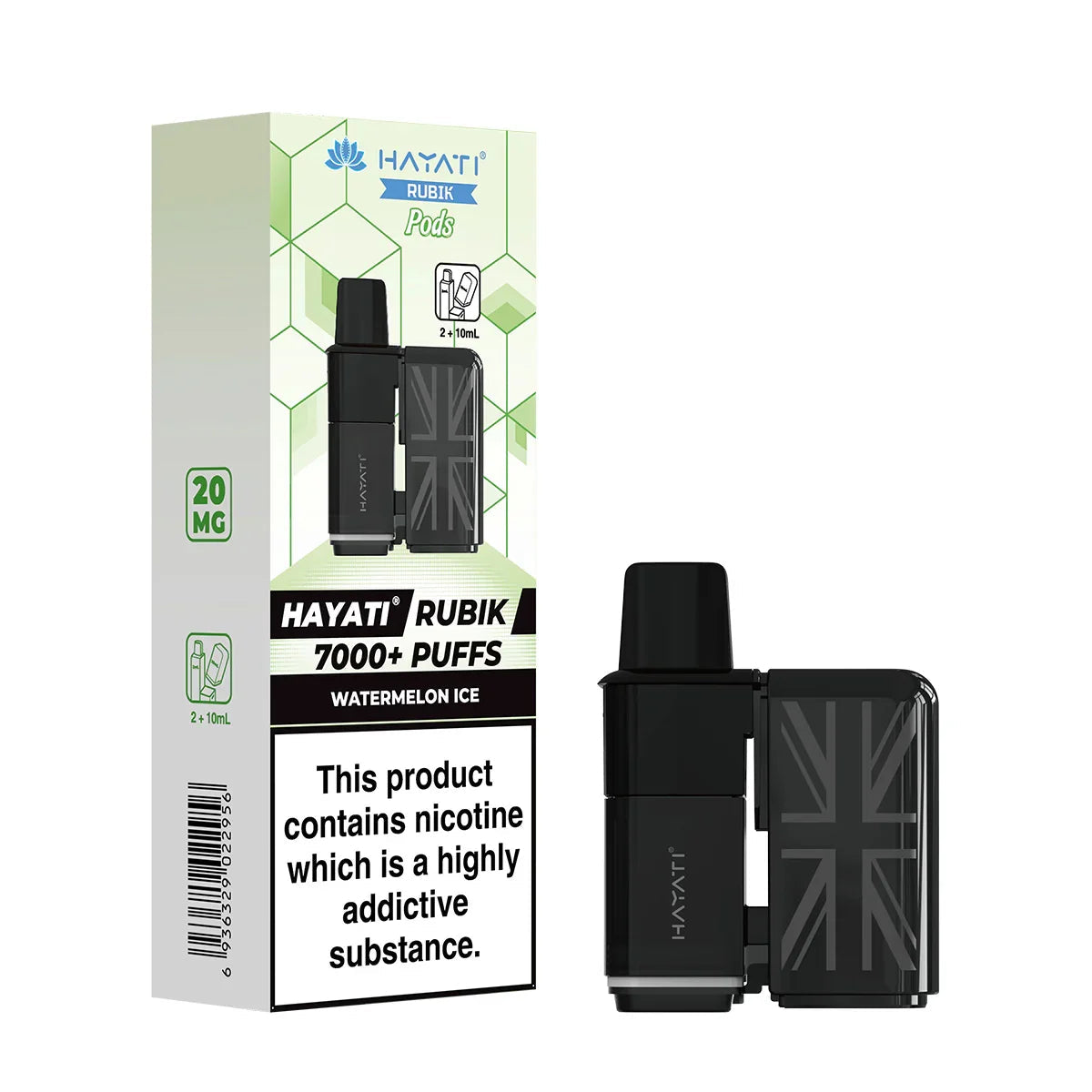 Hayati Rubik 7000 Prefilled Replacement Pods,Watermelon  Ice Flavour, Vape Wave UK