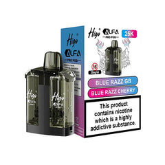 Higo Alfa Pro 25,000 Prefilled Pod, Blue Razz GB  And  Blue Razz Cherry Flavour, Vape Wave UK