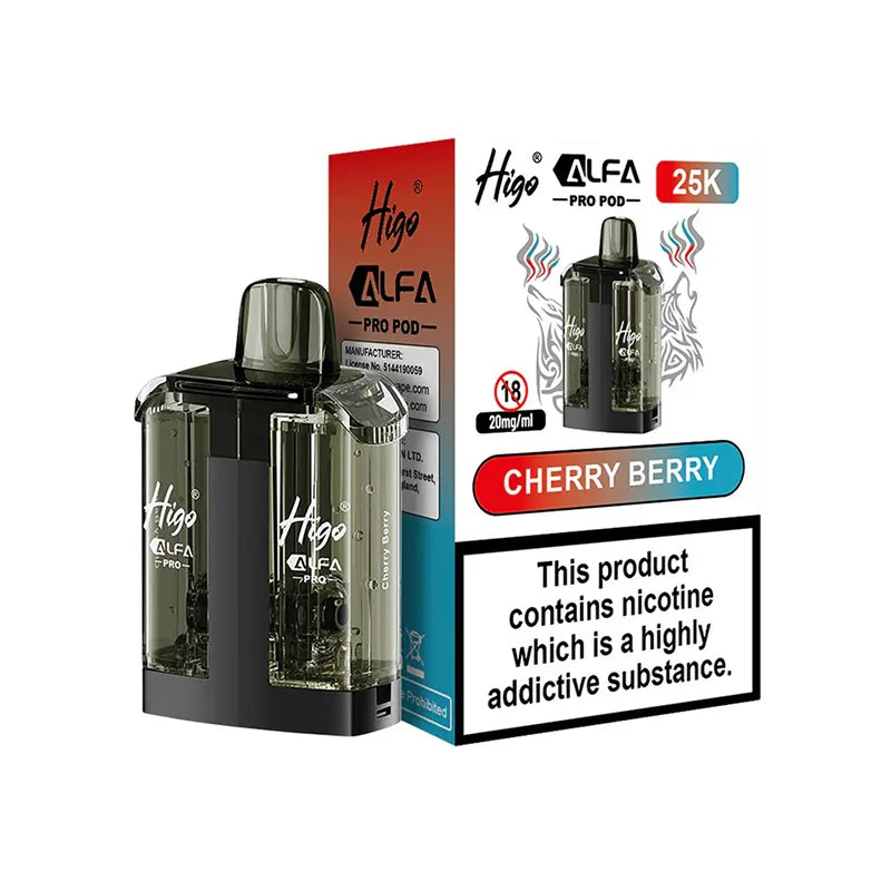 Higo Alfa Pro 25,000 Prefilled Pod, Cherry Berry  Flavour, Vape Wave UK