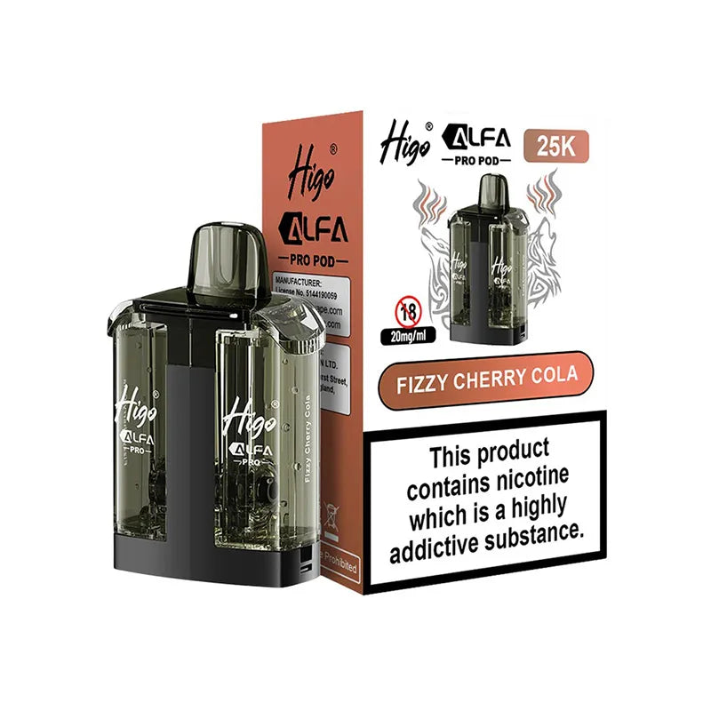 Higo Alfa Pro 25,000 Prefilled Pod, Fizzy Cherry Cola  Flavour, Vape Wave UK