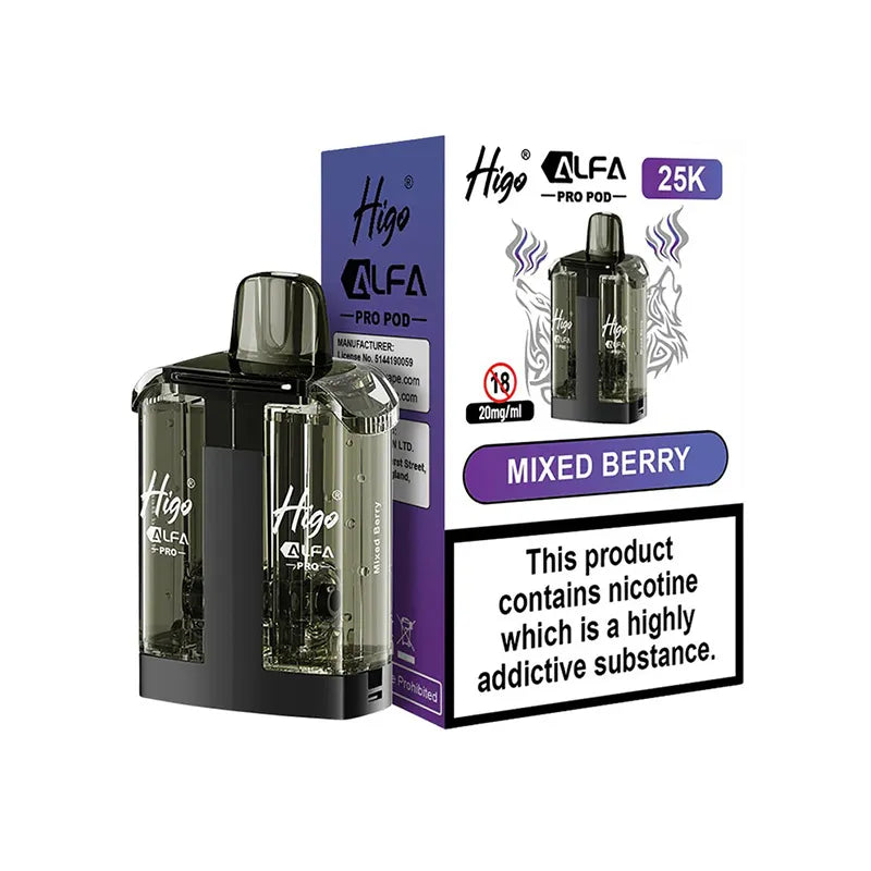 Higo Alfa Pro 25,000 Prefilled Pod, Mixed Berry   Flavour, Vape Wave UK