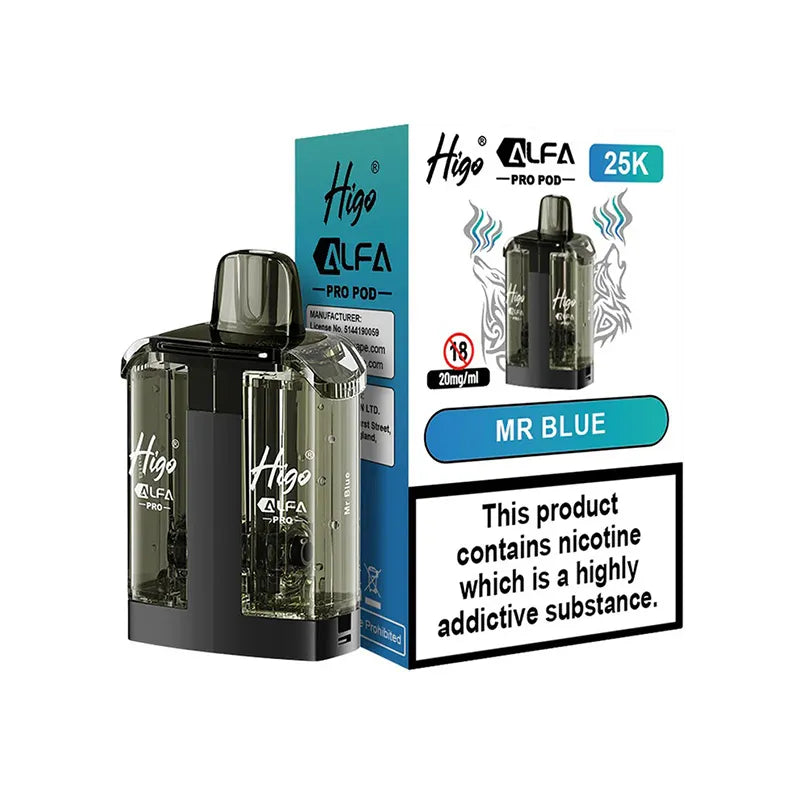 Higo Alfa Pro 25,000 Prefilled Pod, Mr Blue  Flavour, Vape Wave UK
