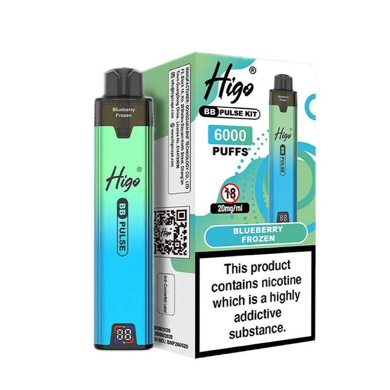Higo BB Pulse 6000 Pod Kit, Blueberry Frozen  Flavour, Vape Wave UK