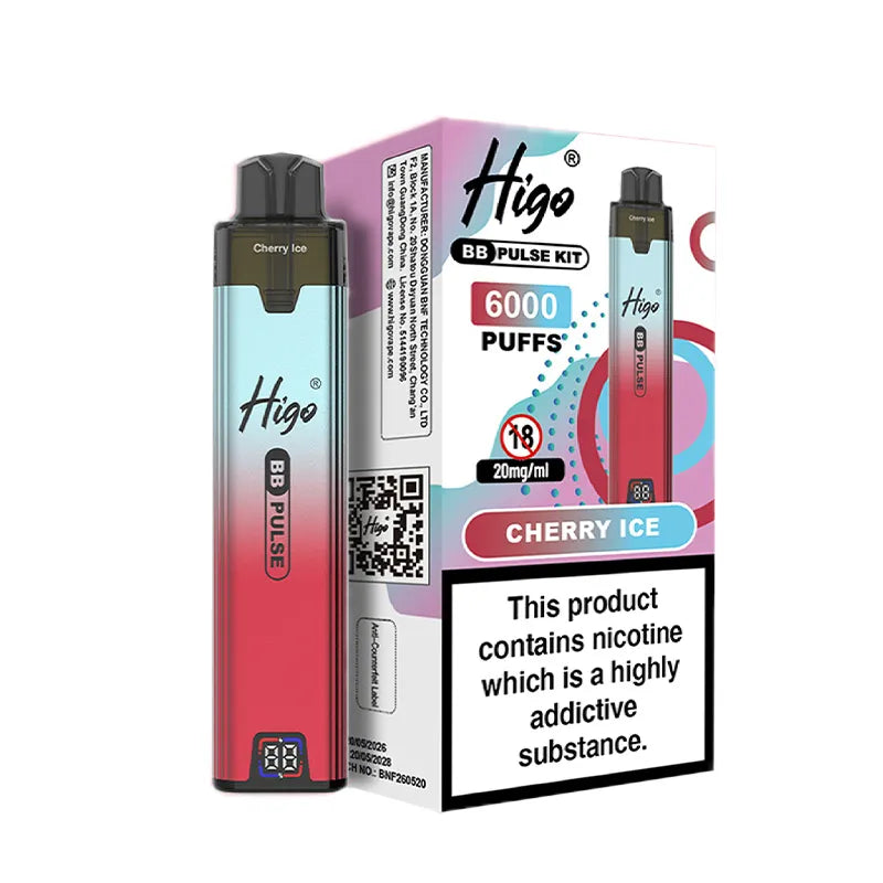 Higo BB Pulse 6000 Pod Kit, Cherry Ice  Flavour, Vape Wave UK
