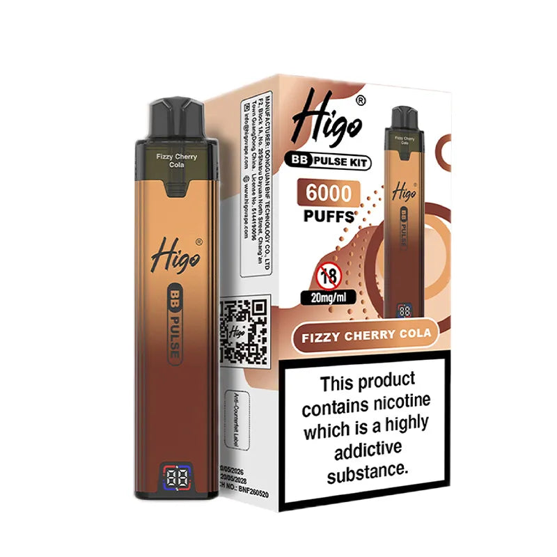 Higo BB Pulse 6000 Pod Kit, Fizzy Cherry  Flavour, Vape Wave UK