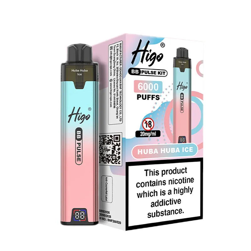 Higo BB Pulse 6000 Pod Kit, Huba Huba Ice  Flavour, Vape Wave UK