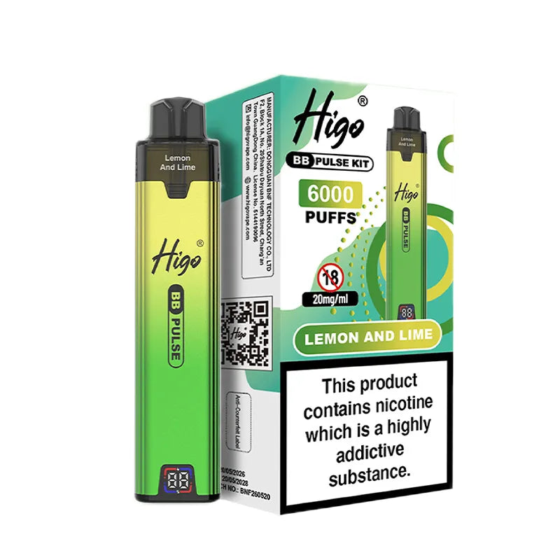 Higo BB Pulse 6000 Pod Kit, Lemon And Lime  Flavour, Vape Wave UK
