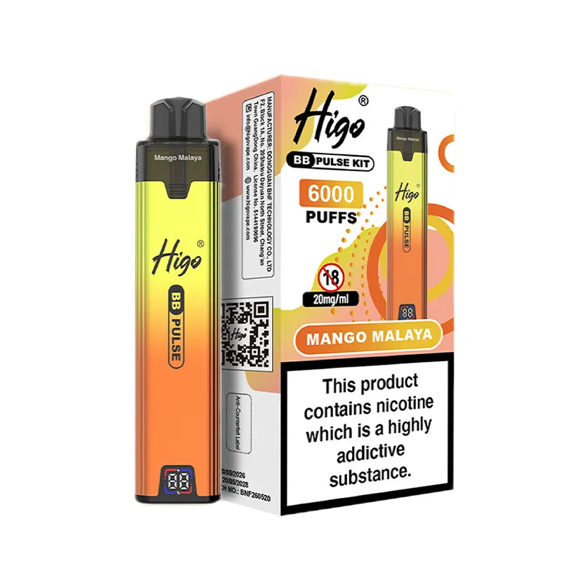 Higo BB Pulse 6000 Pod Kit, Mango Malaya Flavour, Vape Wave UK