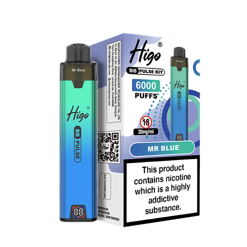 Higo BB Pulse 6000 Pod Kit, Mr Blue  Flavour, Vape Wave UK