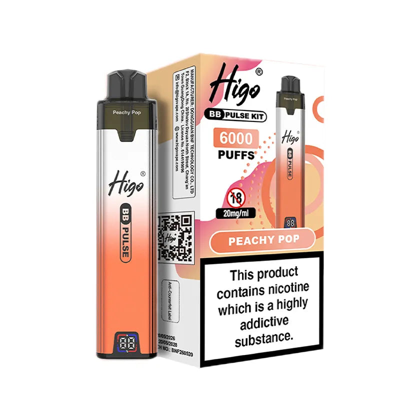 Higo BB Pulse 6000 Pod Kit, Peachy Pop  Flavour, Vape Wave UK