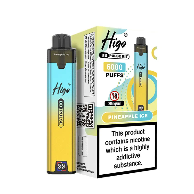 Higo BB Pulse 6000 Pod Kit, Pineapple Ice  Flavour, Vape Wave UK
