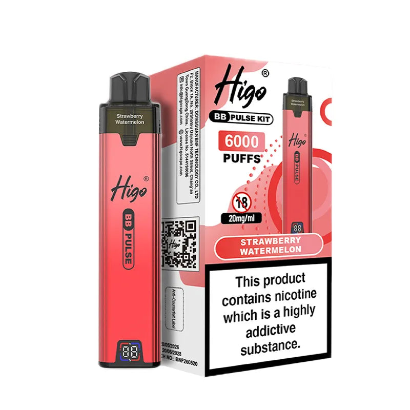 Higo BB Pulse 6000 Pod Kit, Strawberry Watermelon  Flavour, Vape Wave UK