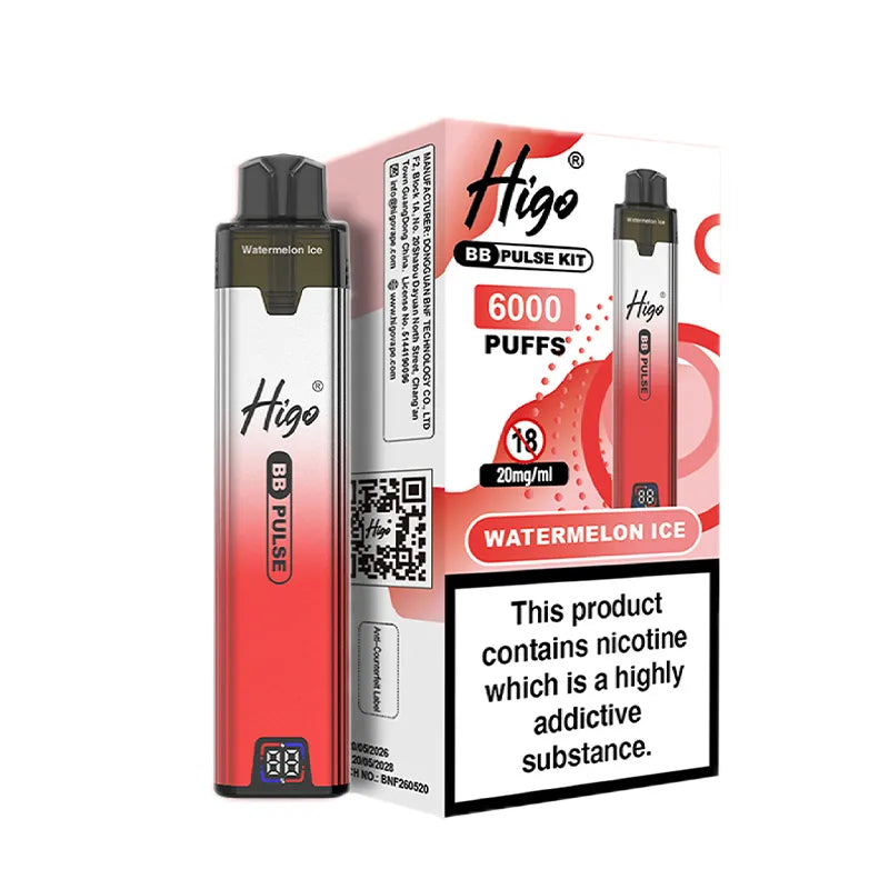 Higo BB Pulse 6000 Pod Kit, Watermelon Ice  Flavour, Vape Wave UK