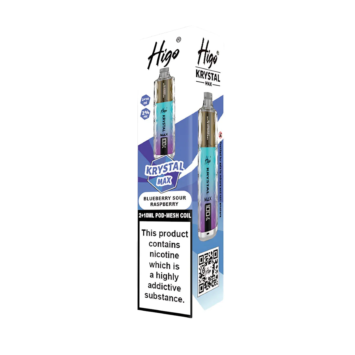 Higo Krystal Max 7500 Prefilled Pod Vape Kit, Blueberry Sour Raspberry Flavour, Vape Wave UK