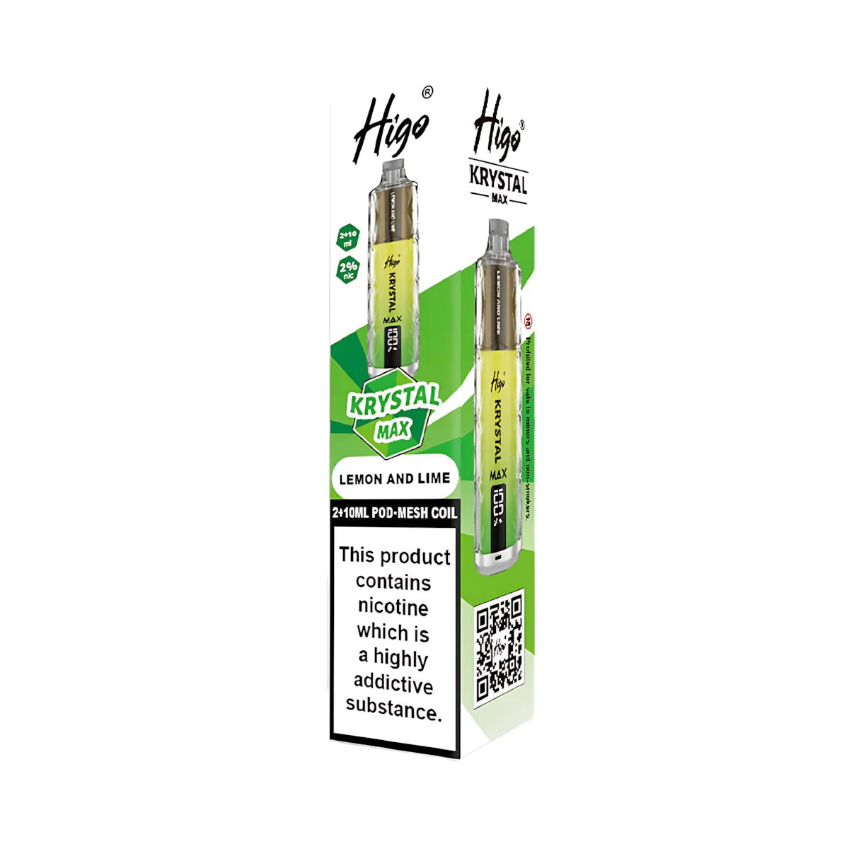Higo Krystal Max 7500 Prefilled Pod Vape Kit, Lemon And Lime  Flavour, Vape Wave UK