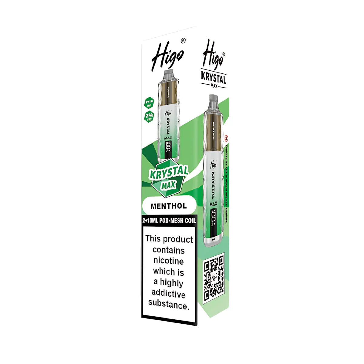 Higo Krystal Max 7500 Prefilled Pod Vape Kit, Menthol  Flavour, Vape Wave UK