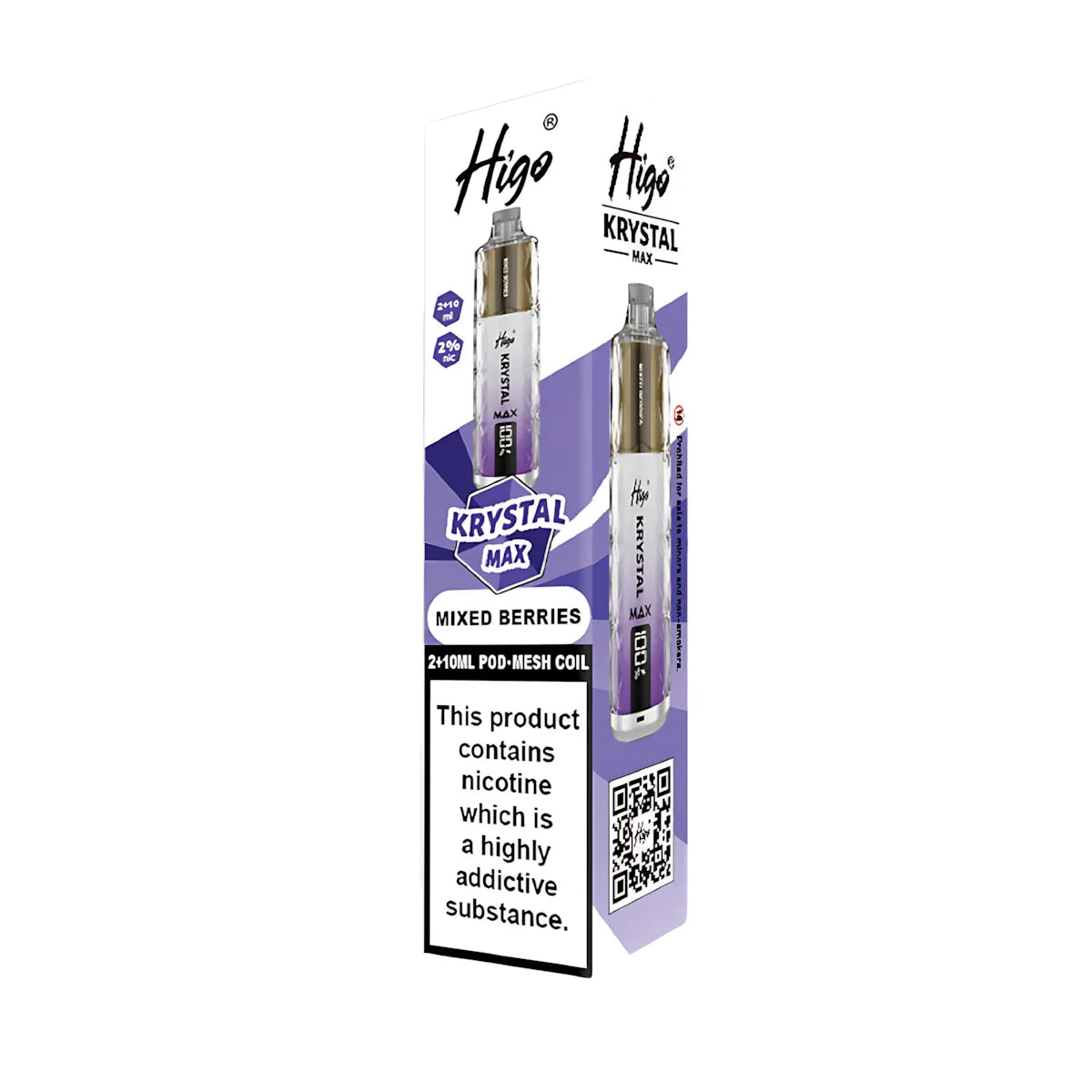 Higo Krystal Max 7500 Prefilled Pod Vape Kit, Mixed Berries Flavour, Vape Wave UK