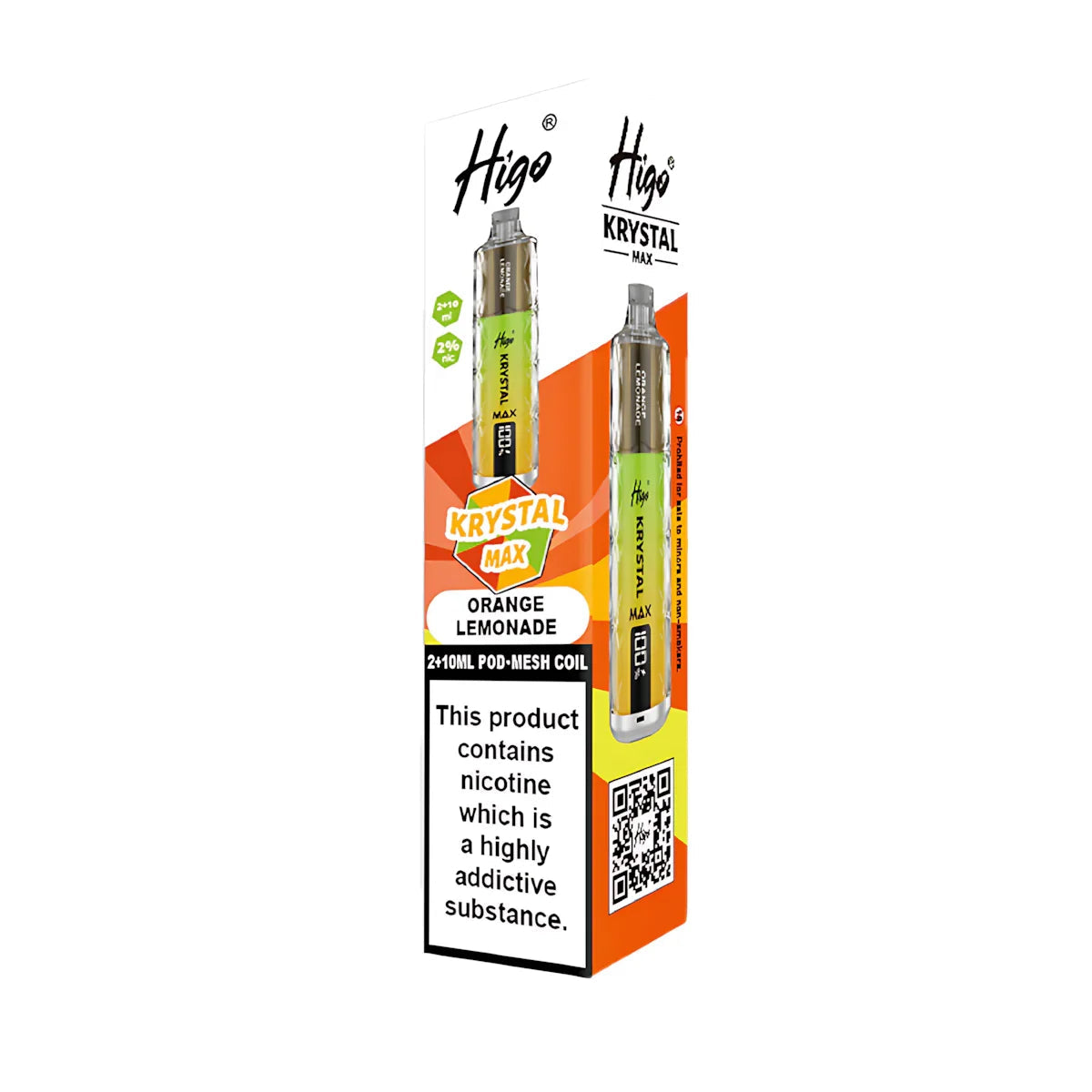 Higo Krystal Max 7500 Prefilled Pod Vape Kit, Orange Lemonade Flavour, Vape Wave UK