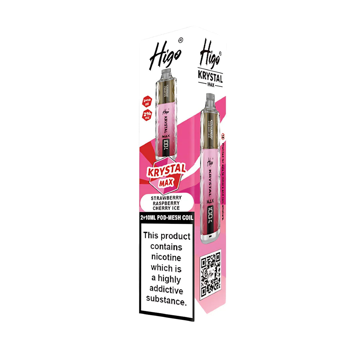 Higo Krystal Max 7500 Prefilled Pod Vape Kit, Strawberry Raspberry Cherry Ice  Flavour, Vape Wave UK