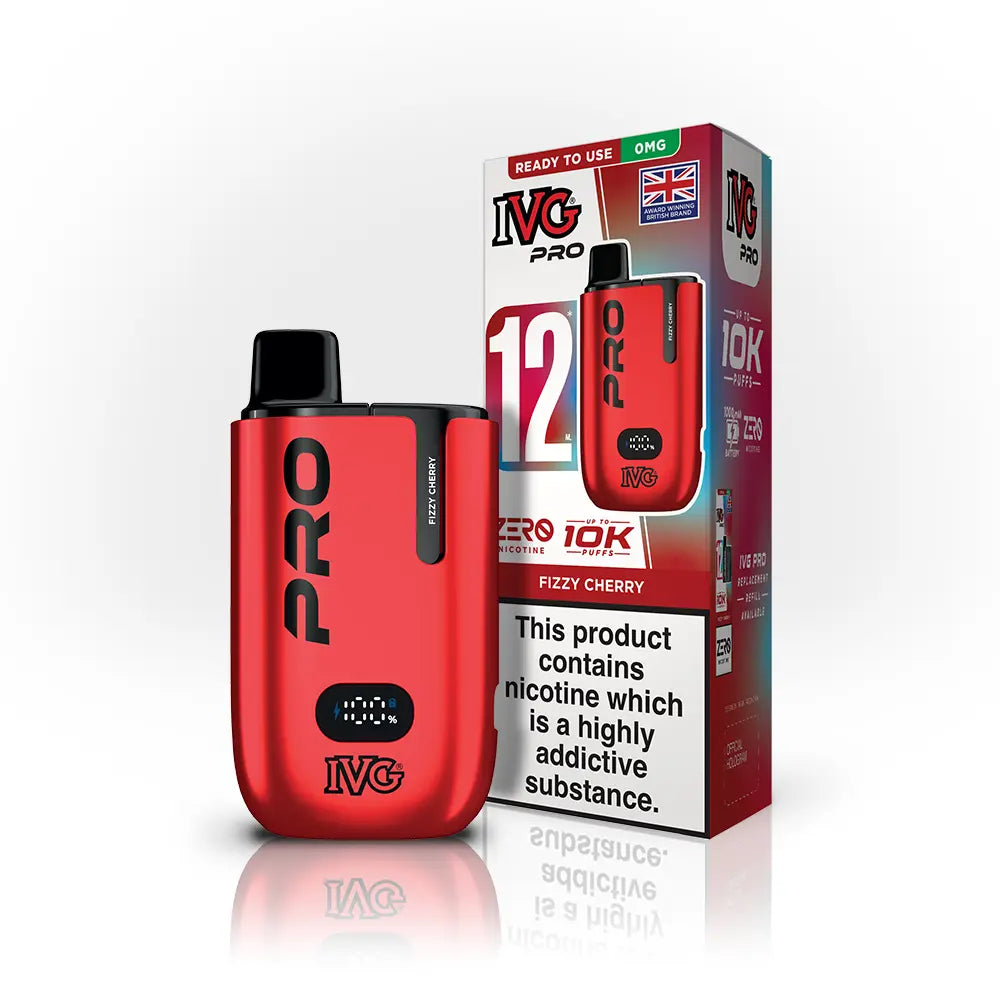 IVG Pro 12 Zero Nicotine Vape Kit, Fizzy Cherry Flavour, Vape Wave UK