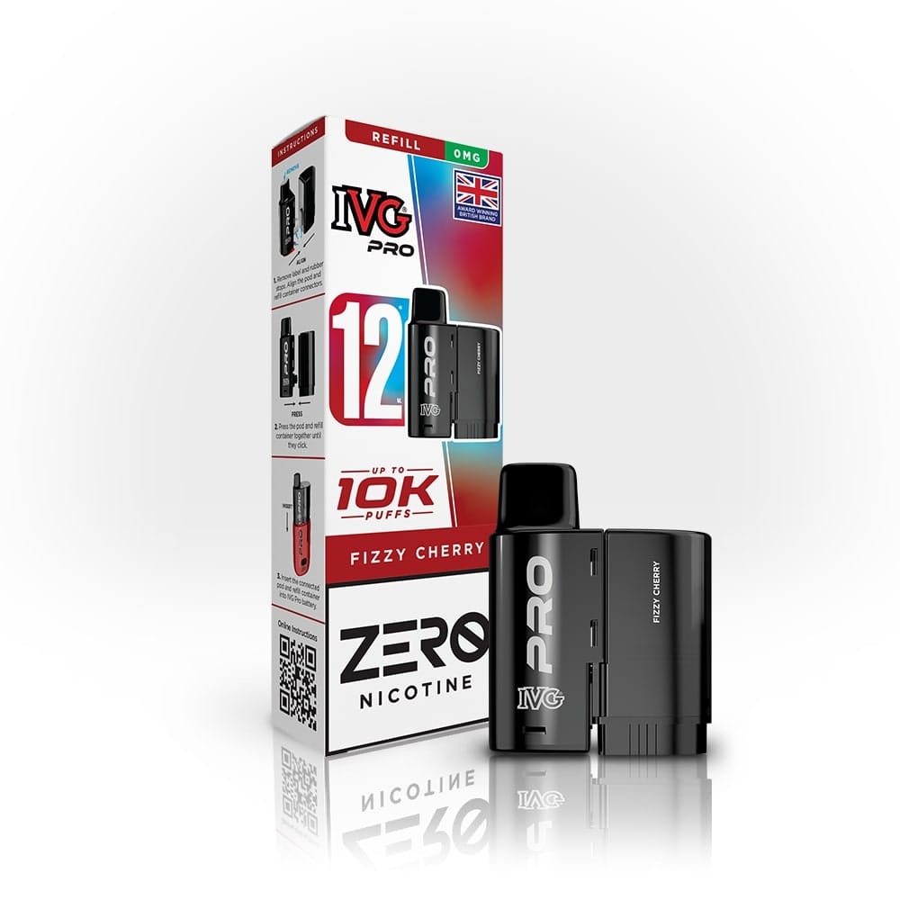 IVG Pro 12 mg Prefilled Pods Zero Nicotine, Fizzy Cherry , Vape Wave UK