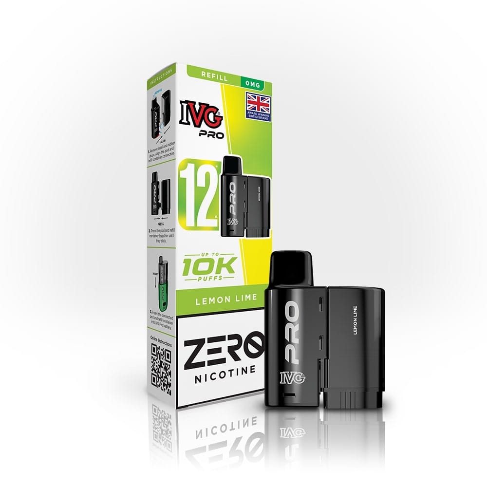 IVG Pro 12 Mg Prefilled Pods  Zero Nicotine, Lemon Lime Flavour, Vape Wave UK