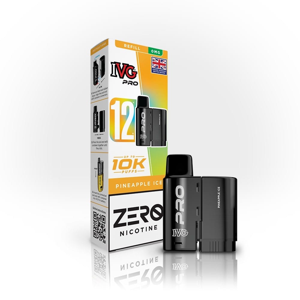 IVG Pro 12 Mg Prefilled Pods  Zero Nicotine, Pineapple Ice Flavour, Vape Wave UK