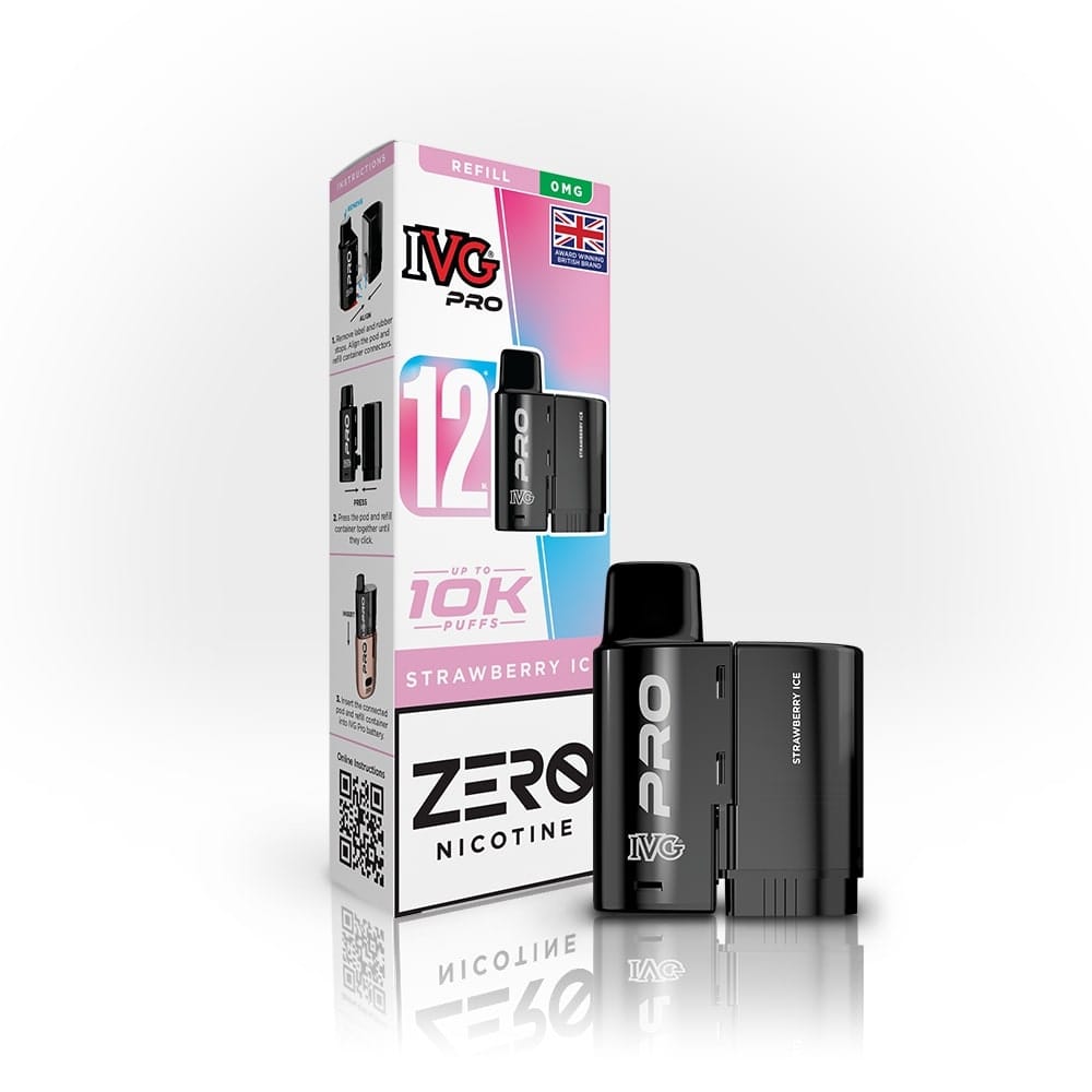 IVG Pro 12 Mg Prefilled Pods  Zero Nicotine, Strawberry Ice Flavour, Vape Wave UK