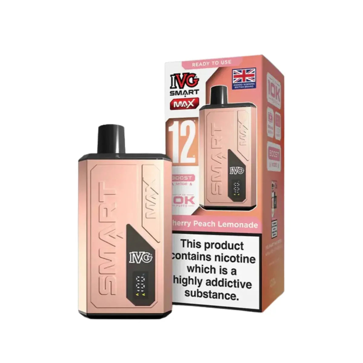 IVG Smart Max 10,000 Prefilled Pod Vape Kit, Cherry Peach Lemonade  Flavour, Vape Wave UK 