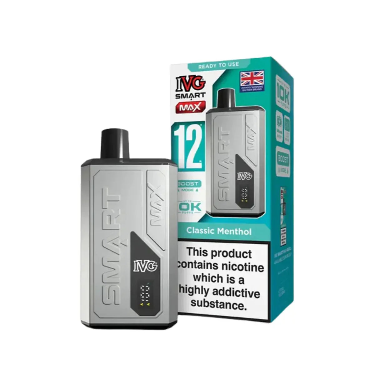 IVG Smart Max 10,000 Prefilled Pod Vape Kit, Classic Menthol Flavour, Vape Wave UK 
