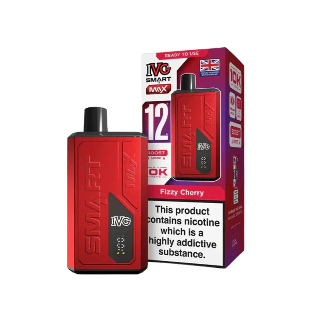 IVG Smart Max 10,000 Prefilled Pod Vape Kit, Fizzy Cherry  Flavour, Vape Wave UK 
