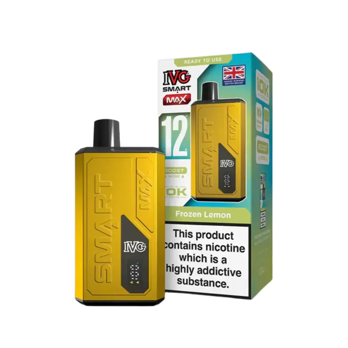IVG Smart Max 10,000 Prefilled Pod Vape Kit, Frozen Lemon  Flavour, Vape Wave UK 
