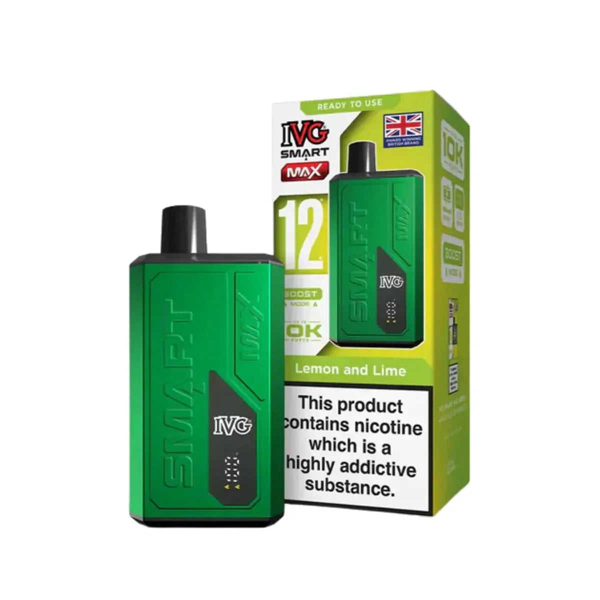 IVG Smart Max 10,000 Prefilled Pod Vape Kit, Lemon Lime  Flavour, Vape Wave UK 
