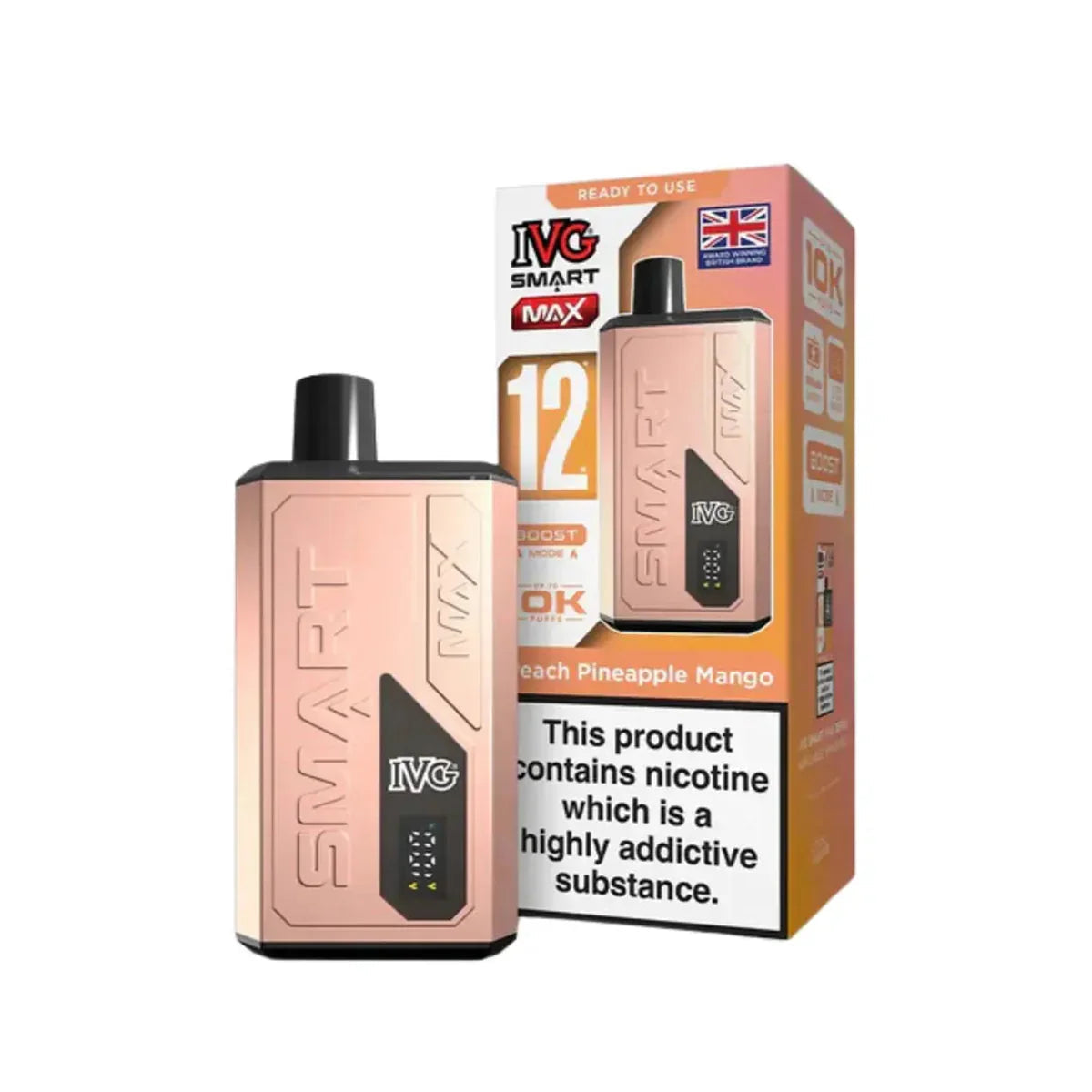 IVG Smart Max 10,000 Prefilled Pod Vape Kit, Peach Pineapple Mango  Flavour, Vape Wave UK 
