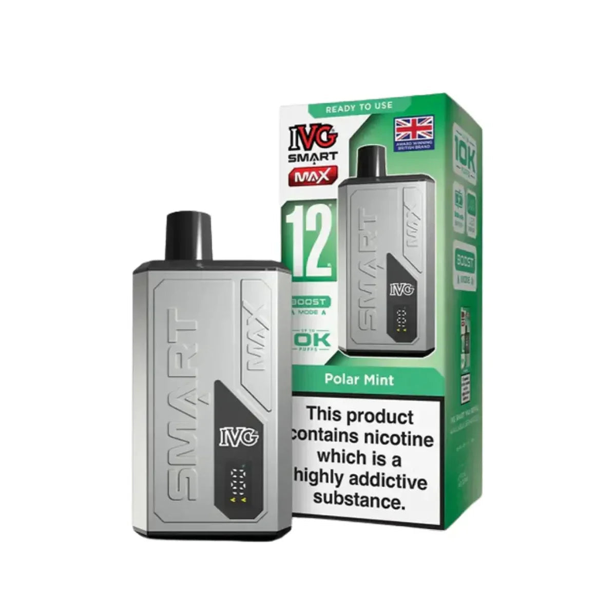 IVG Smart Max 10,000 Prefilled Pod Vape Kit, Polar Mint  Flavour, Vape Wave UK 
